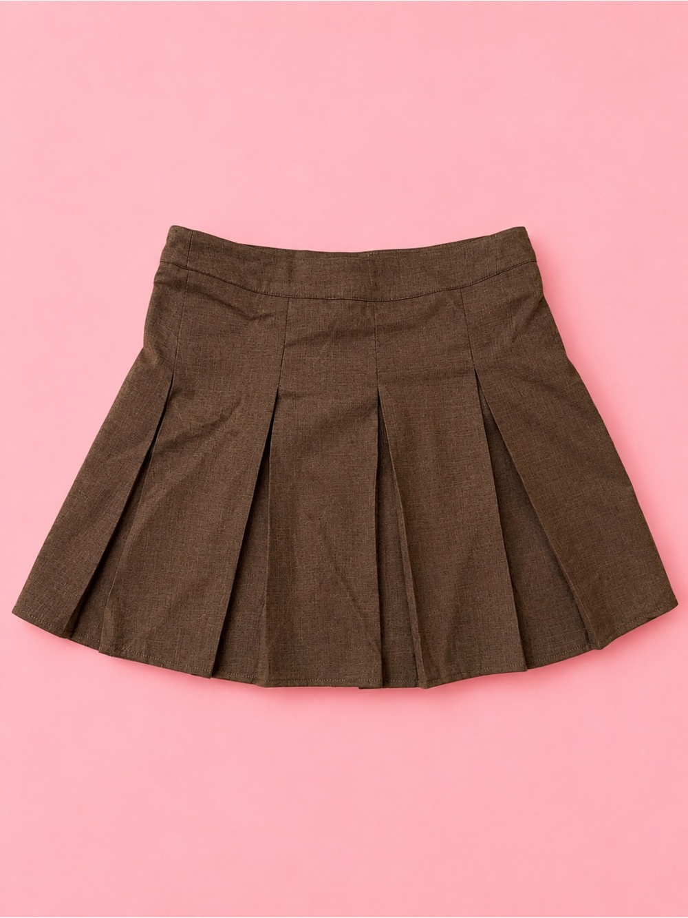 Brown Pleated Mini Skirt - Women's